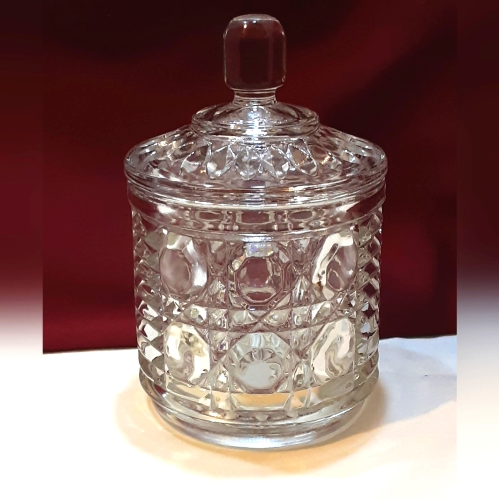 Vintage Sugar Bowl Indiana Glass Windsor Clear 1970's Retro Glassware